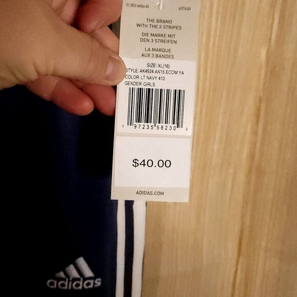 Adidas Girls Slate Blue New Mid Rise Regular Fit  Drawstring Track Pants XL 16 - Picture 10 of 10